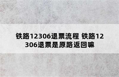 铁路12306退票流程 铁路12306退票是原路返回嘛